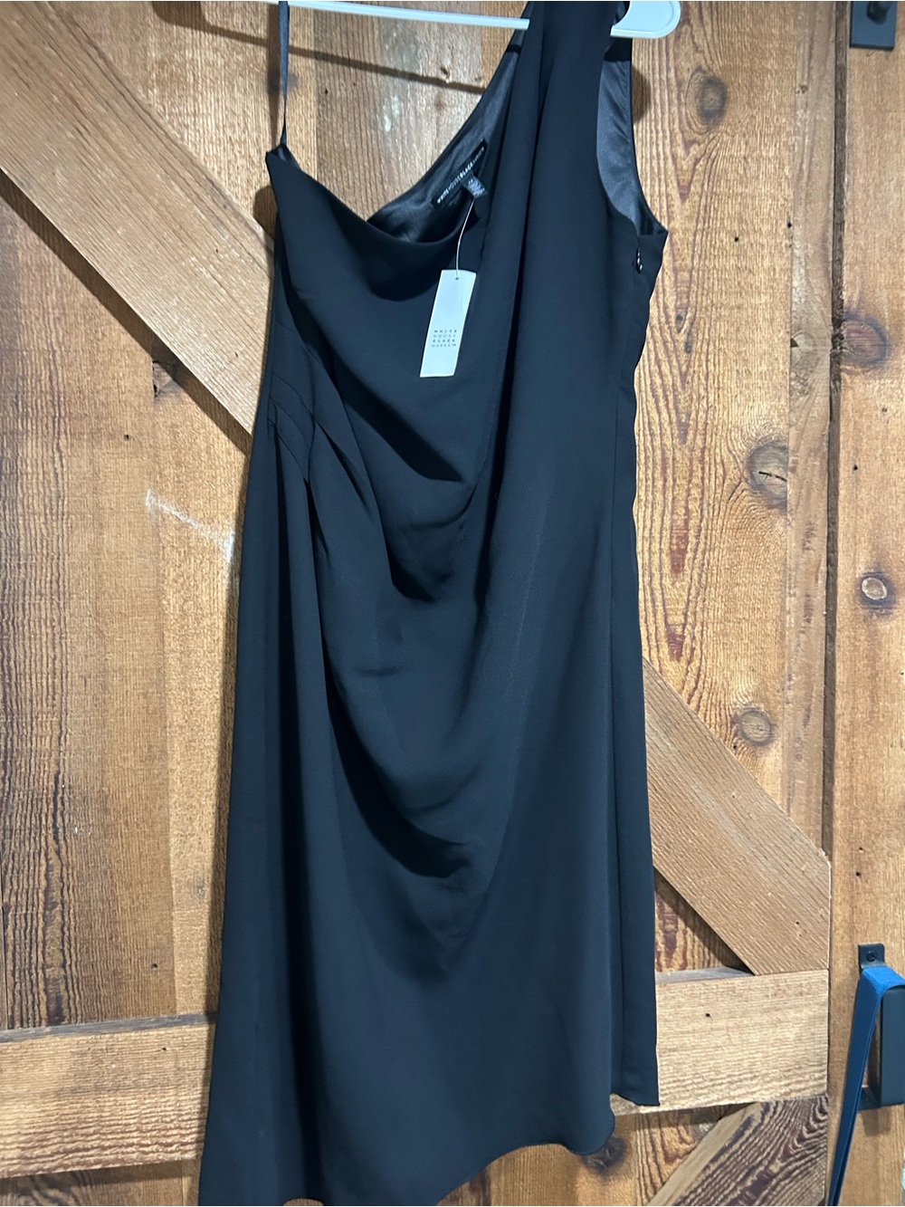 White House Black Market Black One-Shoulder Draped Evening Dress